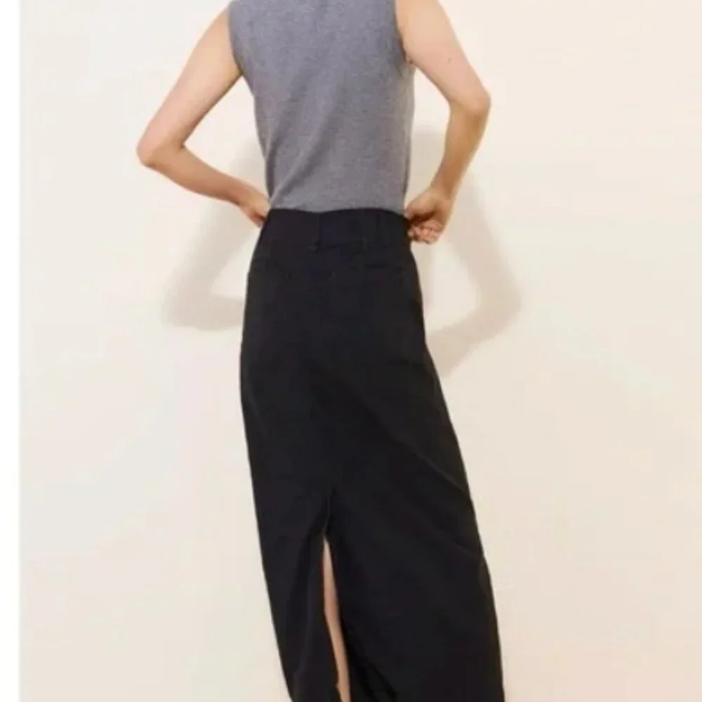 Maeve By Anthropologie The Colette Maxi Skirt Women's Size M Black Stretch - Picture 2 of 10